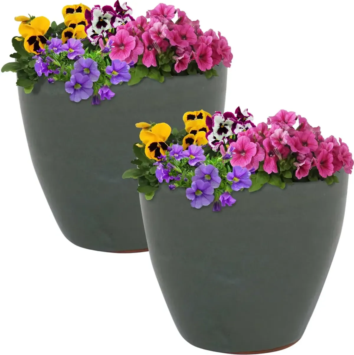 Sunnydaze Set of 2 Resort Glazed Ceramic Planters - 8"