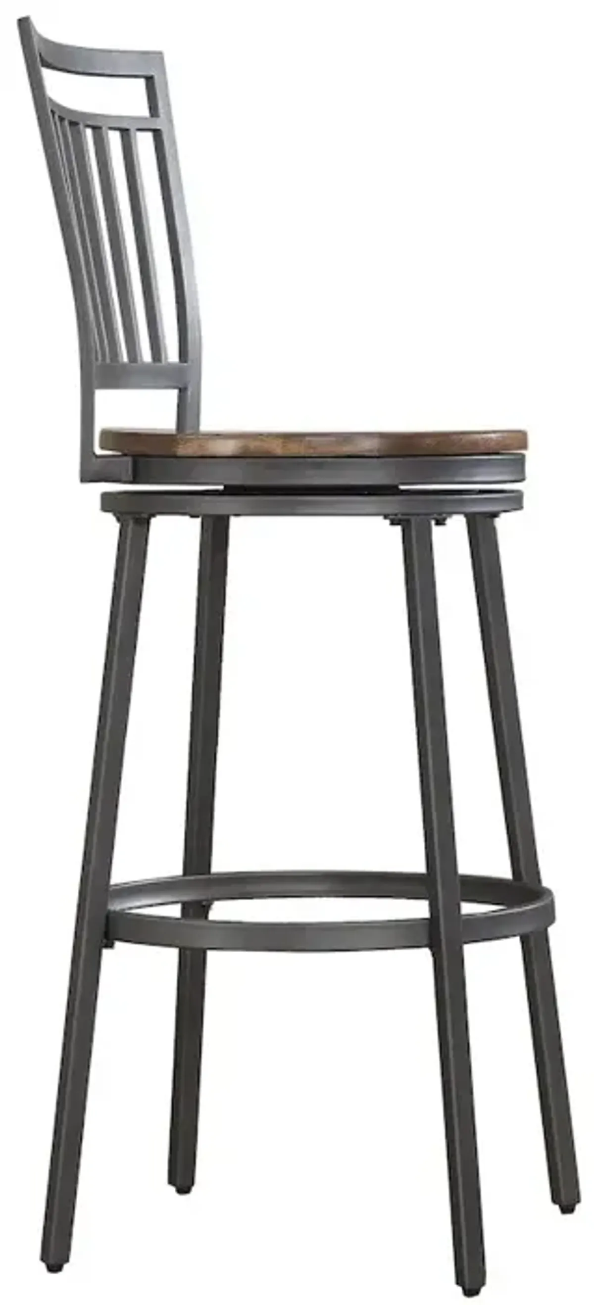 Stockton 25" Metal Swivel Stool - Slate Grey - Golden Oak Seat