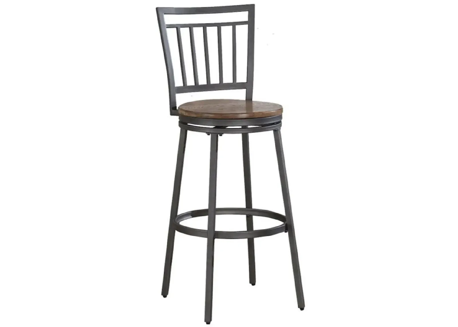 Stockton 25" Metal Swivel Stool - Slate Grey - Golden Oak Seat