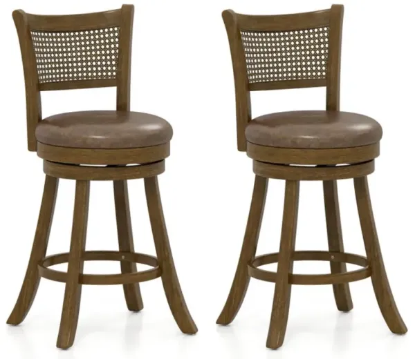 Hivvago Set of 2 Bar Stools 25" Swivel Bar Chairs Leathaire Counter Height Stools
