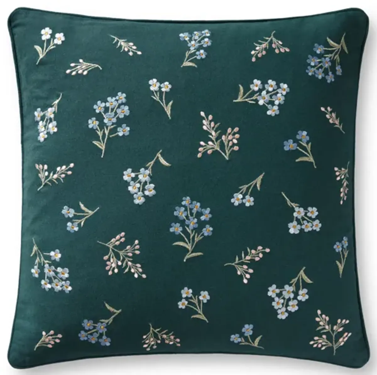 P6075 Teal/Multi 18"x18" Polyester Pillow by Rifle Paper Co. × Loloi