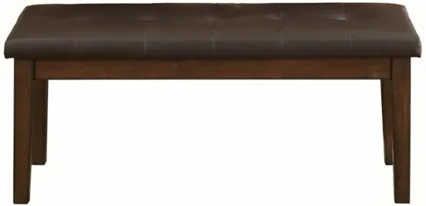 Streamdale Wooden Bench with Button-Tufted Seat in Rustic Brown Finish