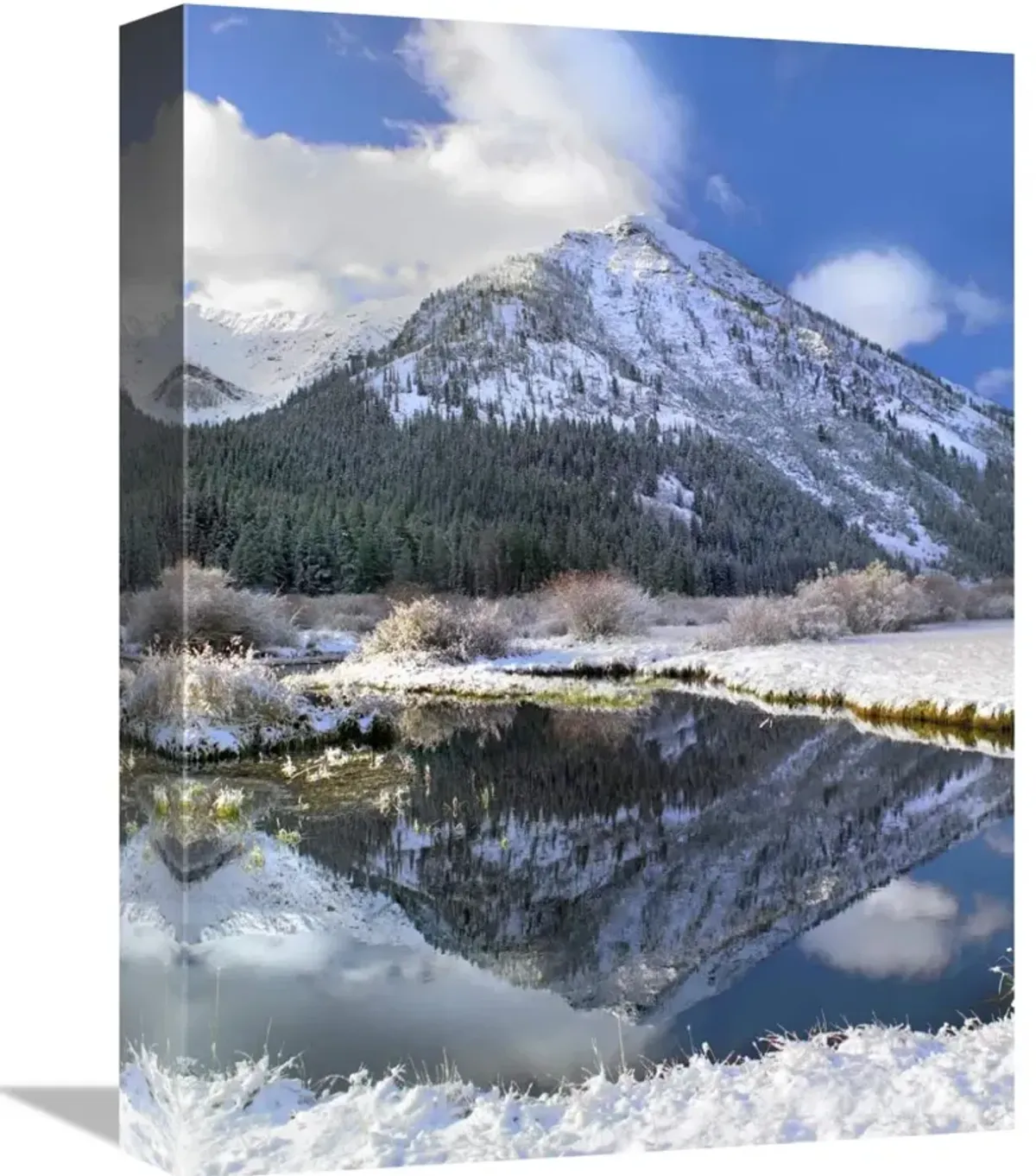 Phi Kappa Mountain reflected in river, Idaho-Canvas Art-12x16