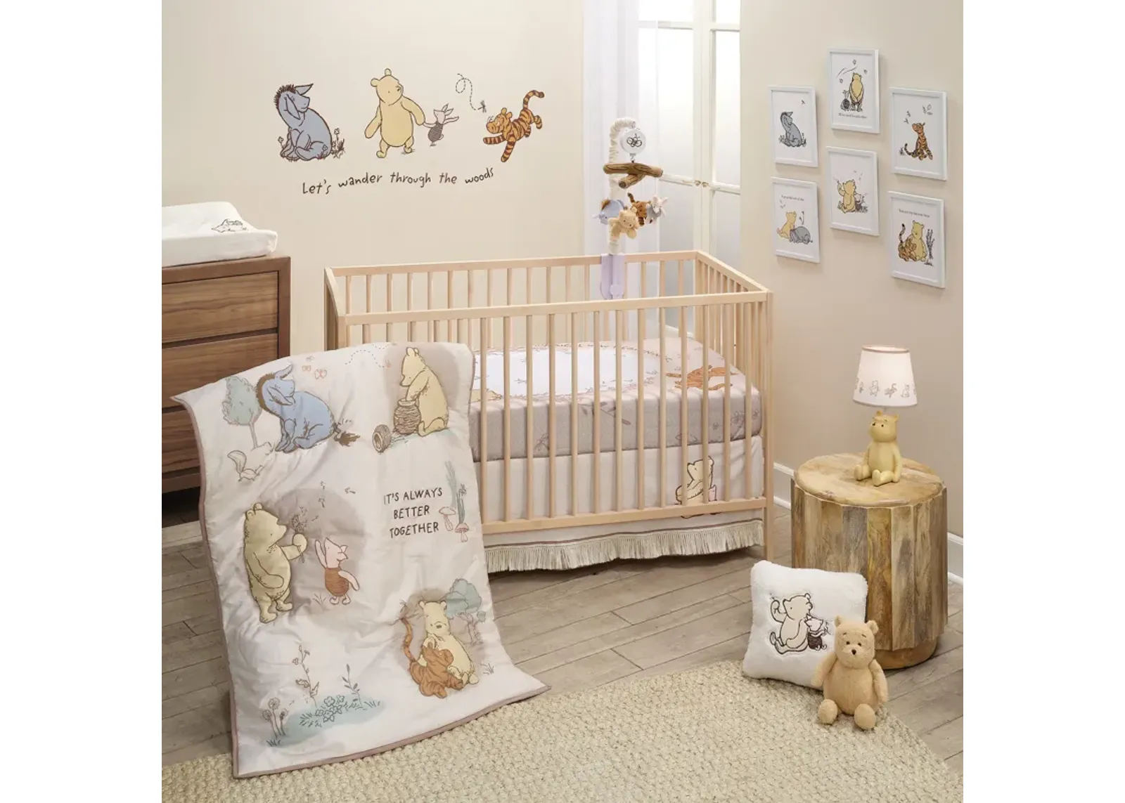 Lambs & Ivy Disney Baby Pooh Bear & Pals Cotton 3Piece Nursery Crib Bedding Set