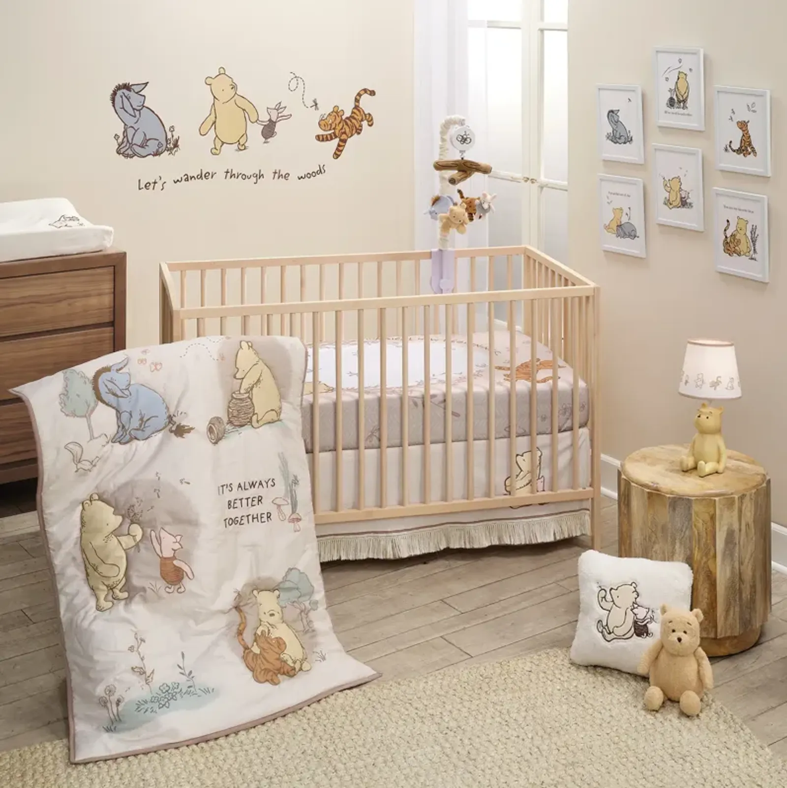 Lambs & Ivy Disney Baby Pooh Bear & Pals Cotton 3Piece Nursery Crib Bedding Set