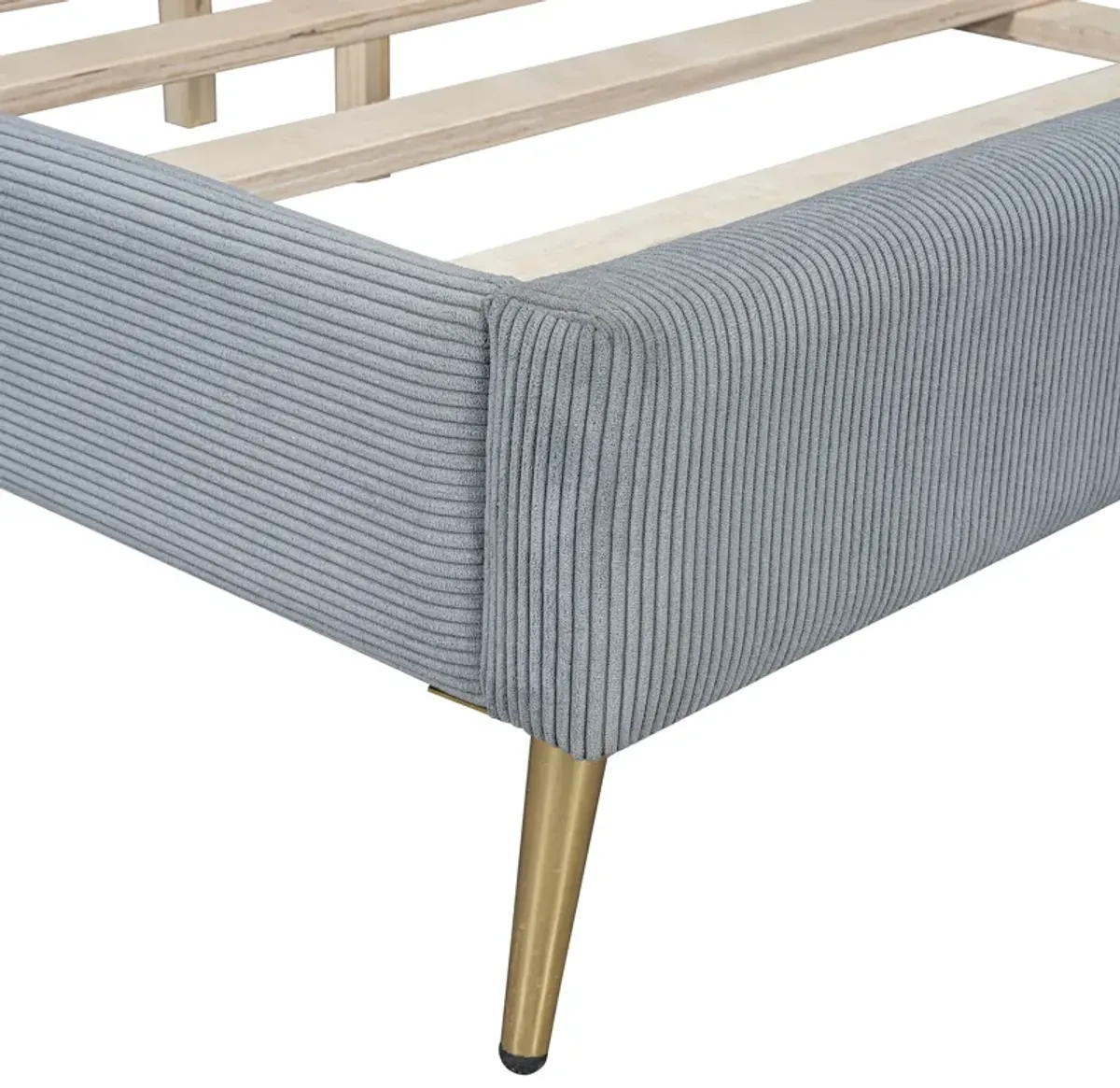 Merax Corduroy Platform Bed with Metal Legs