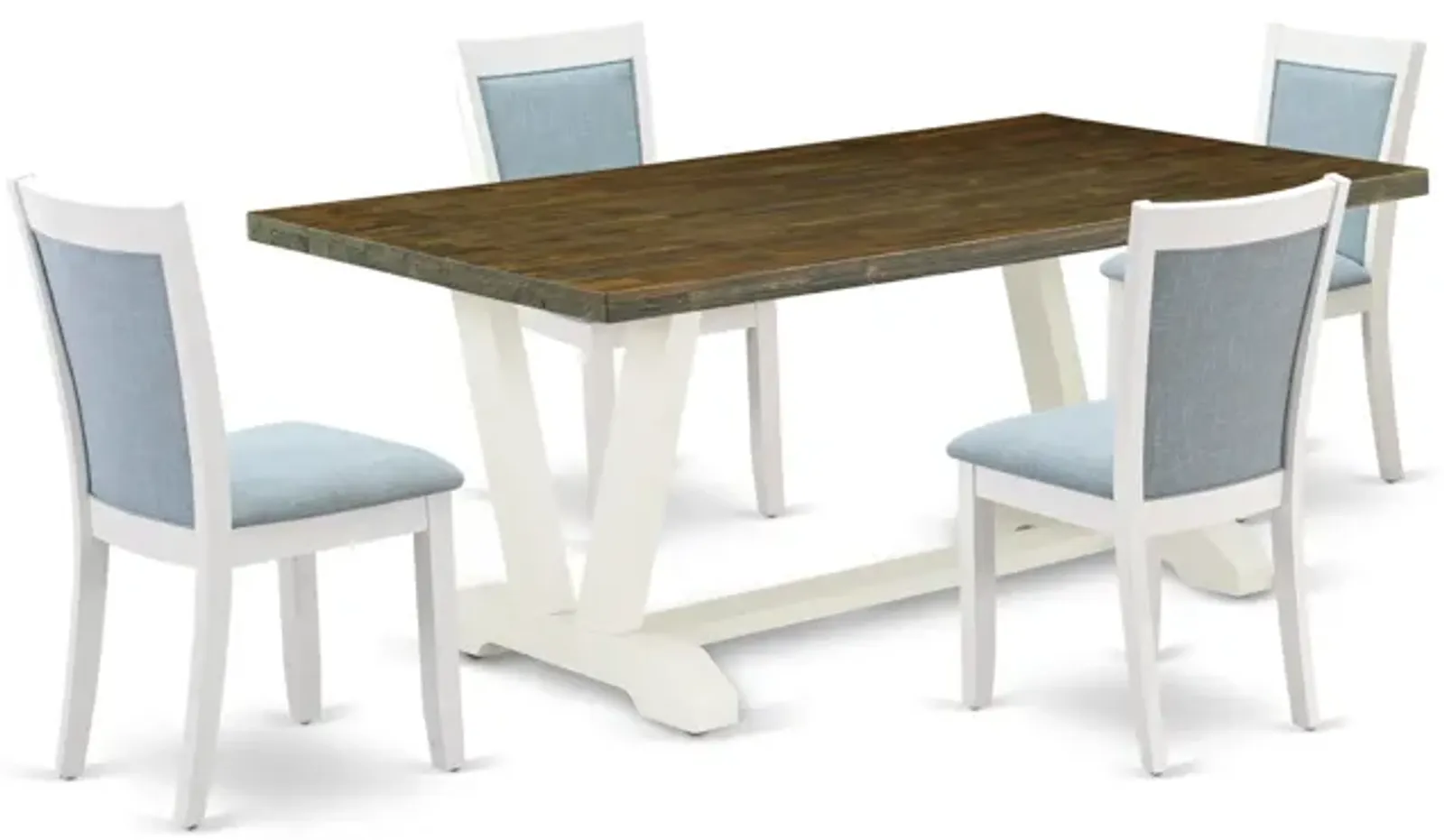 East West Furniture V077MZ015-5 5Pc Dinette Set - Rectangular Table and 4 Parson Chairs - Multi-Color Color