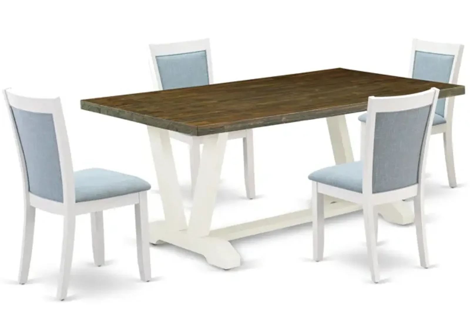 East West Furniture V077MZ015-5 5Pc Dinette Set - Rectangular Table and 4 Parson Chairs - Multi-Color Color