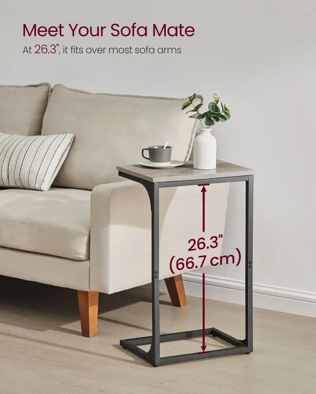 C-Shaped End Table Contemporary Design for Modern Living Rooms and Small Spaces