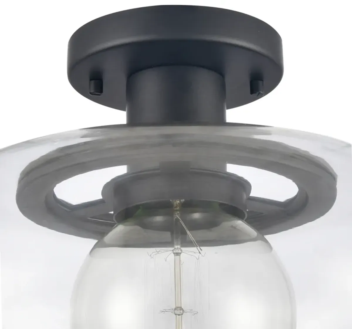 Clement 13'' Wide 1-Light Black Semi Flush Mount