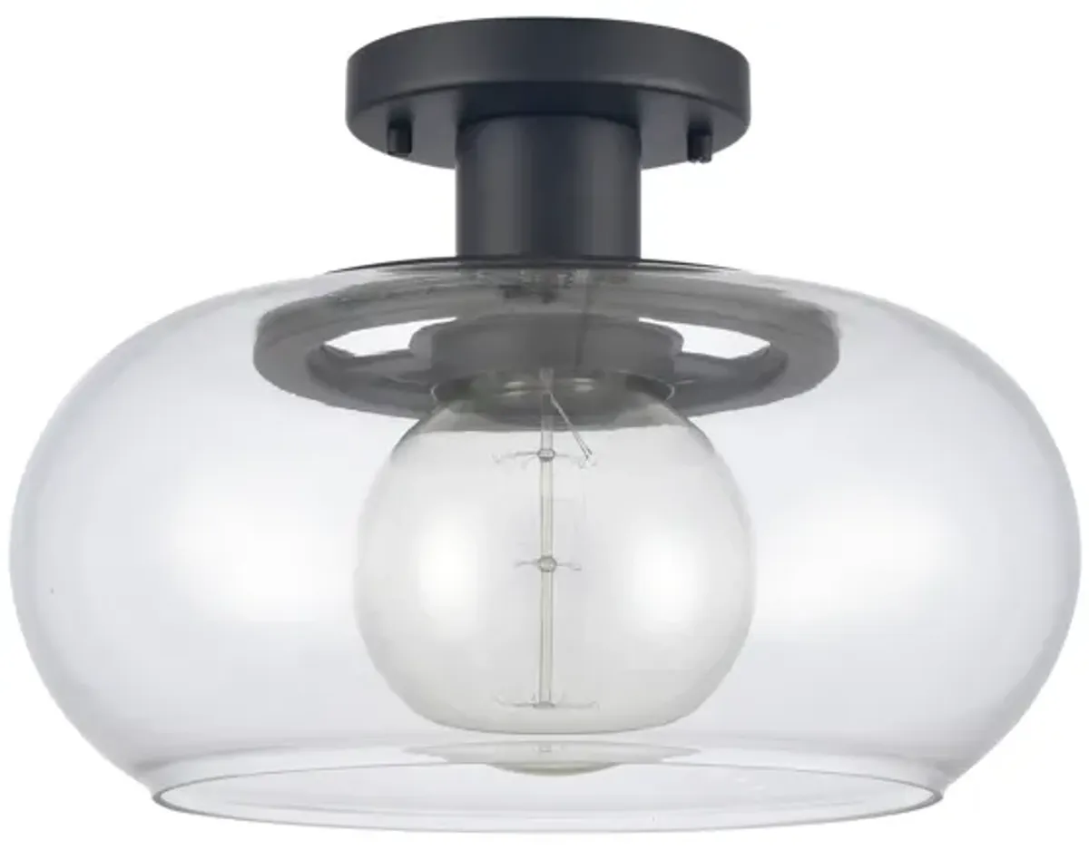 Clement 13'' Wide 1-Light Black Semi Flush Mount