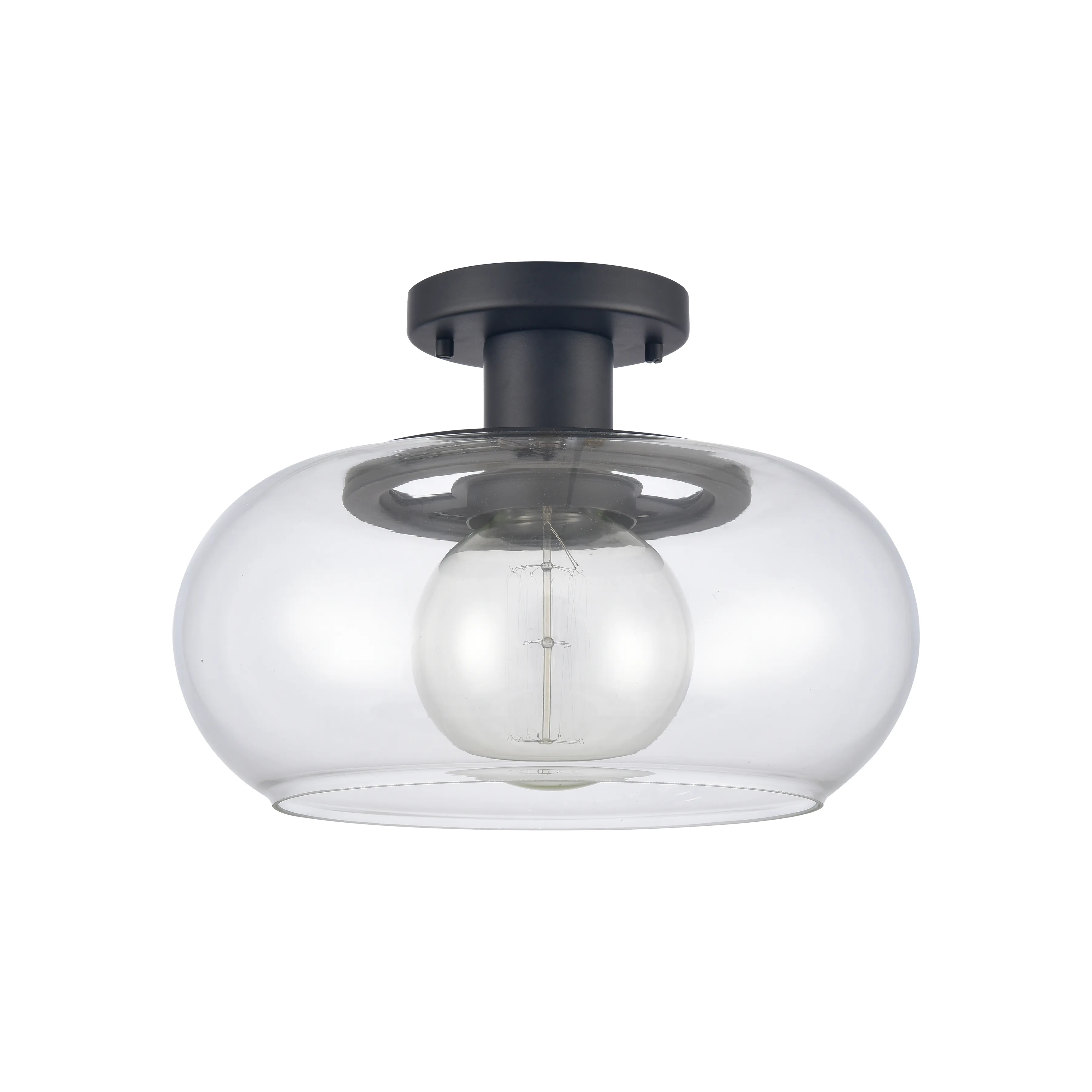 Clement 13'' Wide 1-Light Black Semi Flush Mount