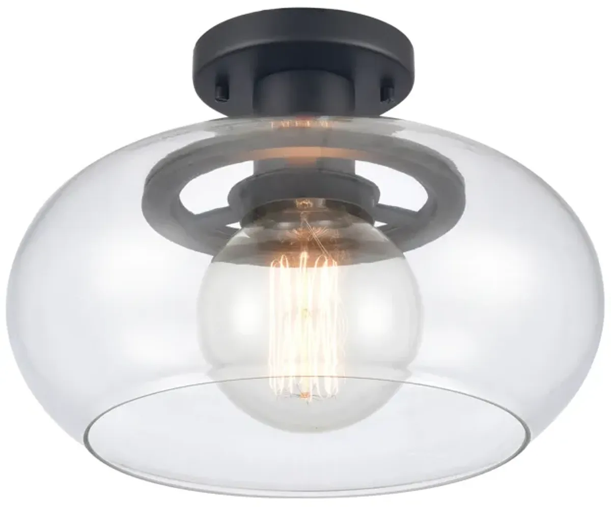 Clement 13'' Wide 1-Light Black Semi Flush Mount