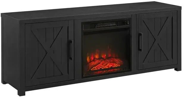 Gordon 58" Low Profile Tv Stand W/Fireplace Black