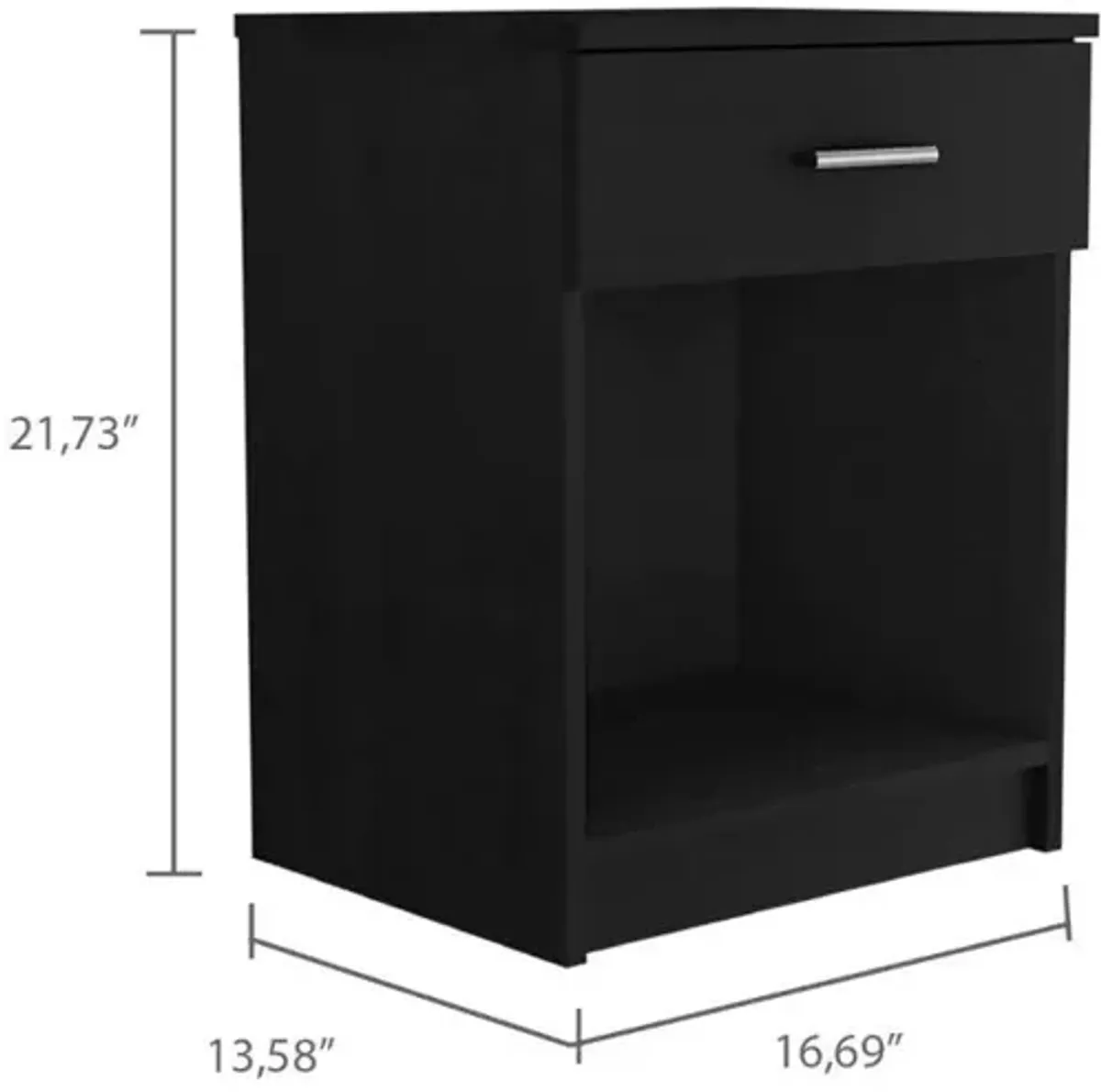 DEPOT E-SHOP Beryl Nightstand, One Drawer, Low Shelf, Countertop-Black, For Office