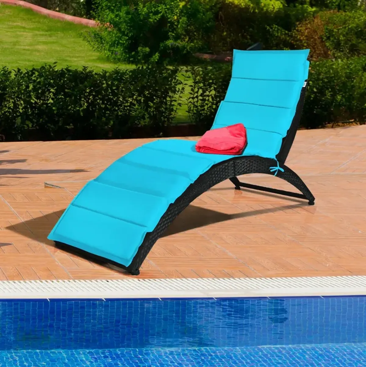 Foldable Patio Lounge Chair with Cushion for Backyard