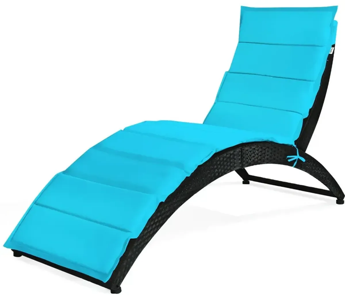 Foldable Patio Lounge Chair with Cushion for Backyard