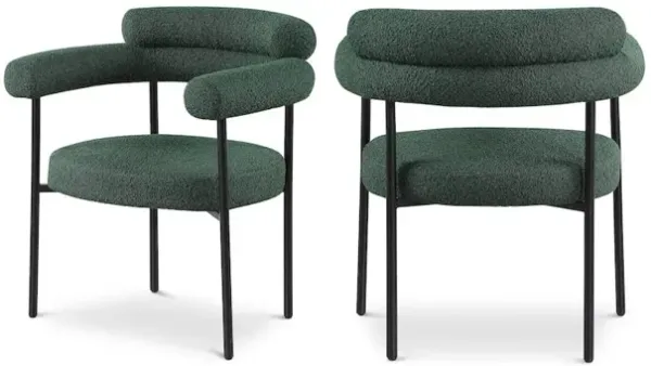 Meridian Furniture Blake Green Boucle Fabric Dining Chair, Set of 2