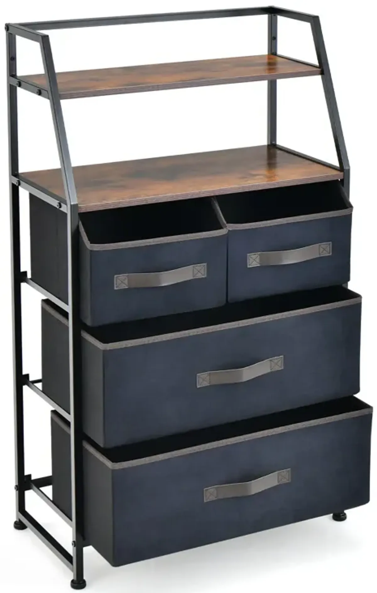 4-Drawer Free Standing Storage Dresser with 2 Open Shelves