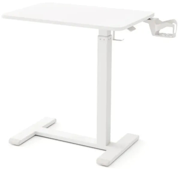 Hivvago Mobile Standing Desk Height Adjustable Overbed Bedside Table with Cup Holder
