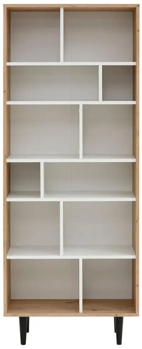 Rakel Multi-Tiered Wooden Bookcase, Oak/White