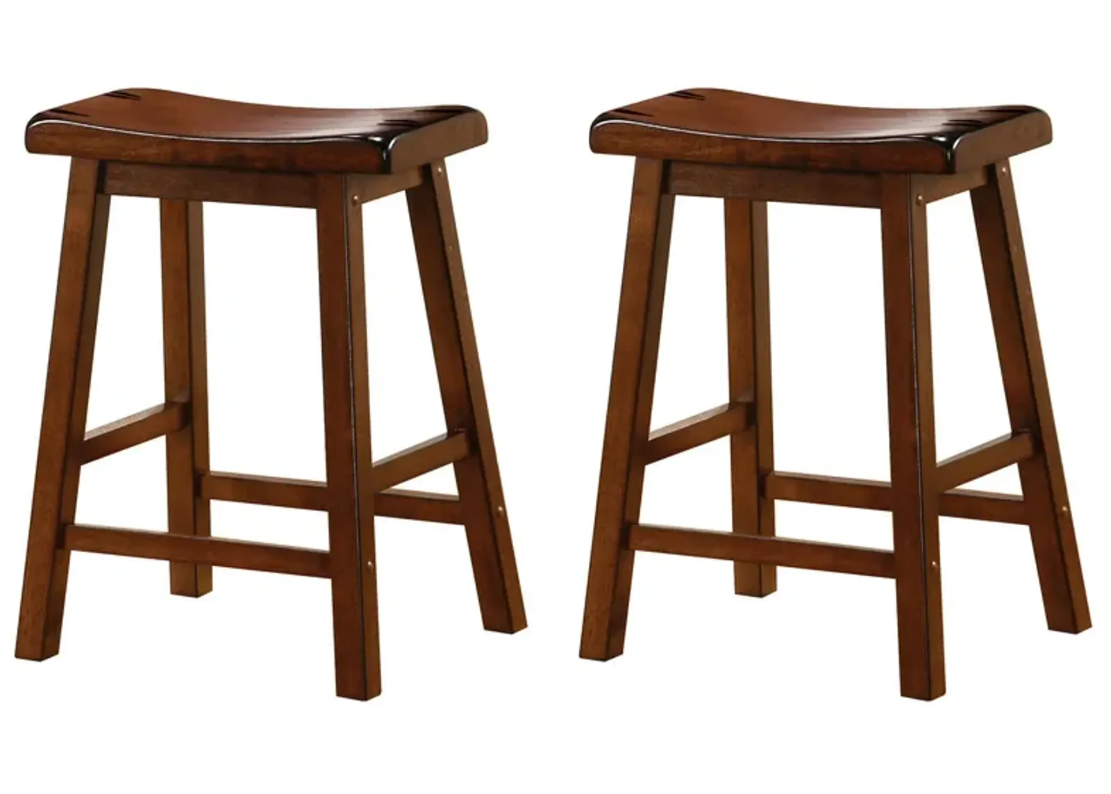 Wooden Casual Counter Height Stool, Chestnut Brown, Set of 2-Benzara