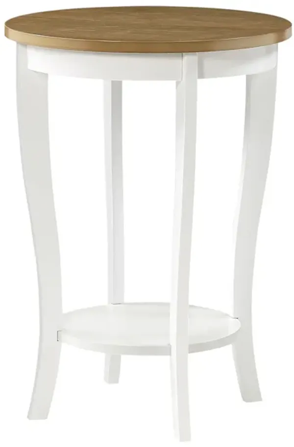 Convenience Concepts American Heritage Round End Table, Driftwood / White
