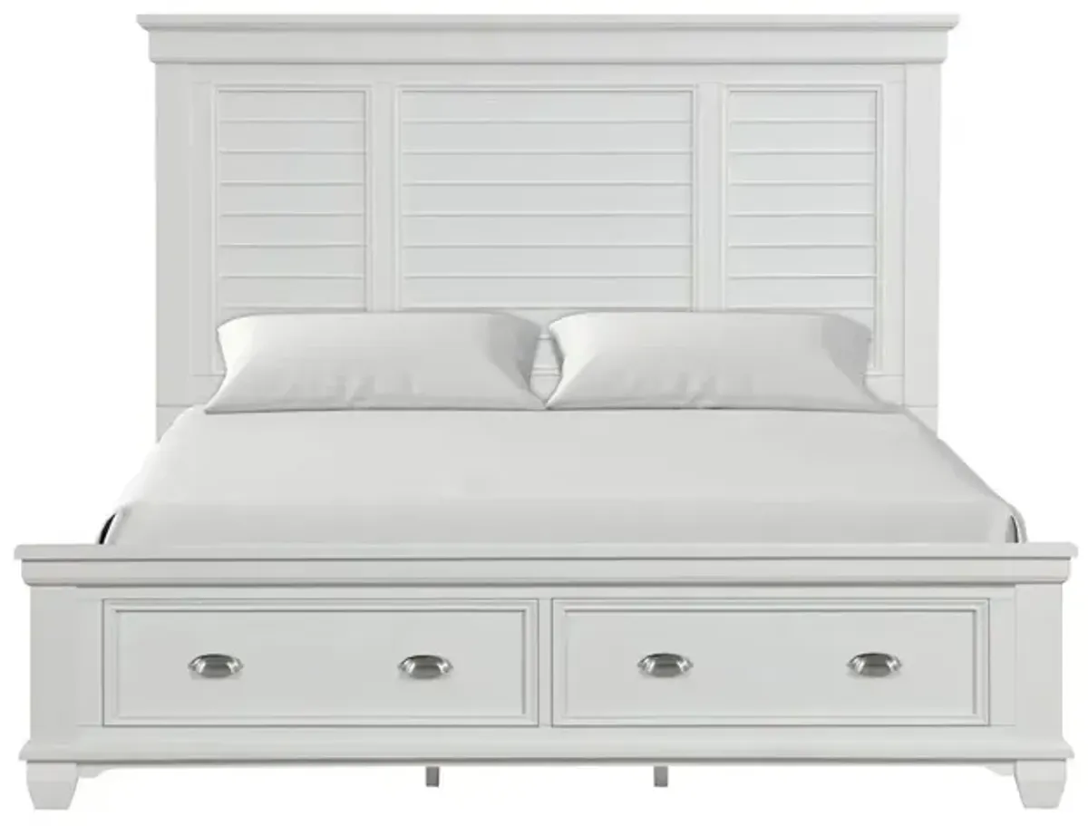 New Classic Furniture Jamestown Wood California King Storage Bed, White
