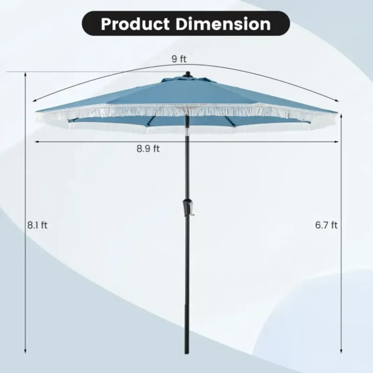 Hivvago 9 FT Patio Umbrella with Sun-Protective Canopy for Patio Garden Pool