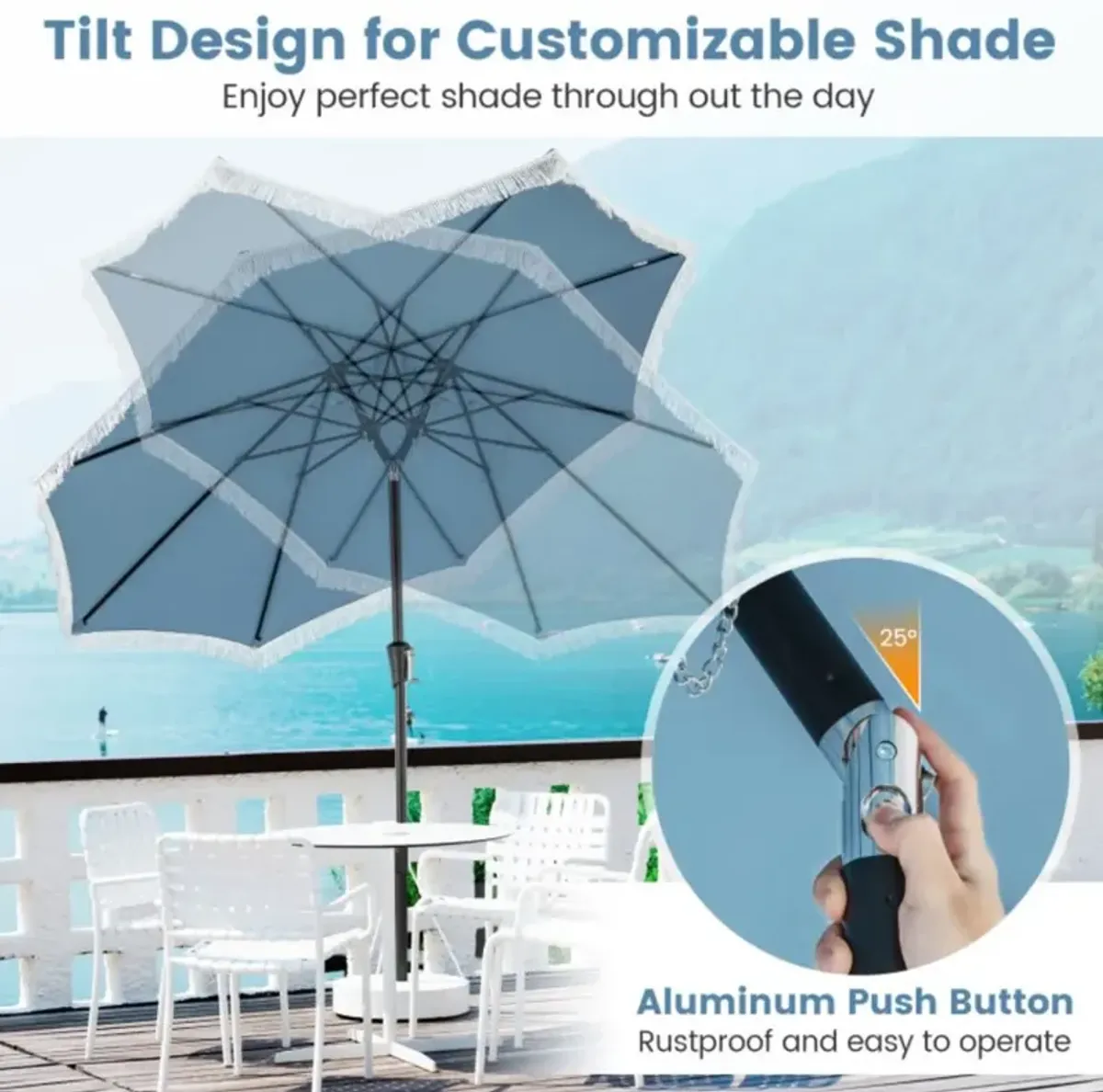 Hivvago 9 FT Patio Umbrella with Sun-Protective Canopy for Patio Garden Pool