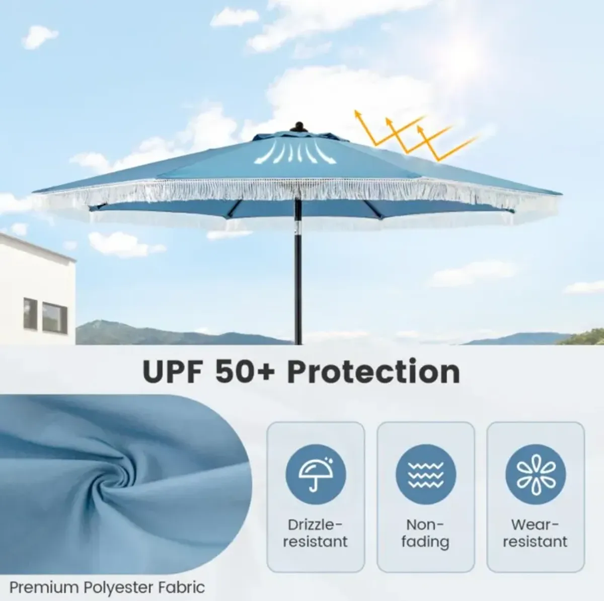 Hivvago 9 FT Patio Umbrella with Sun-Protective Canopy for Patio Garden Pool