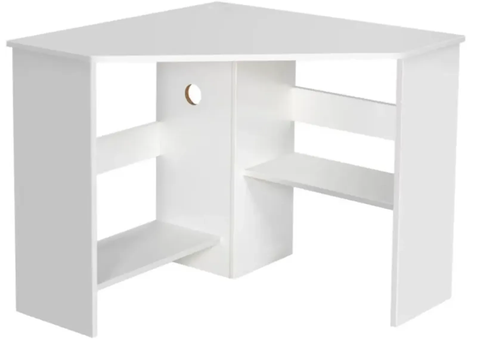 Hivvago Corner Computer Desk Triangle Writing Workstation with Storage Shelf