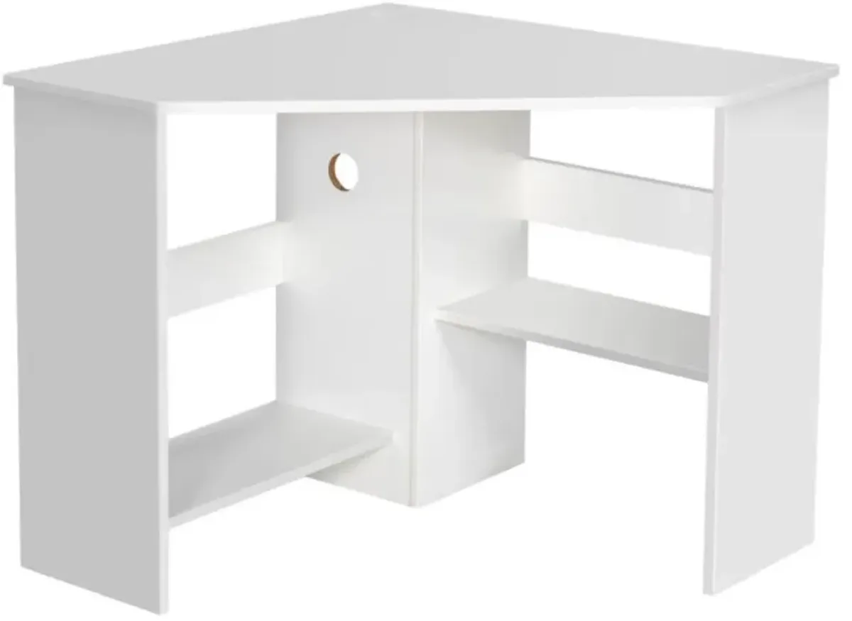 Hivvago Corner Computer Desk Triangle Writing Workstation with Storage Shelf