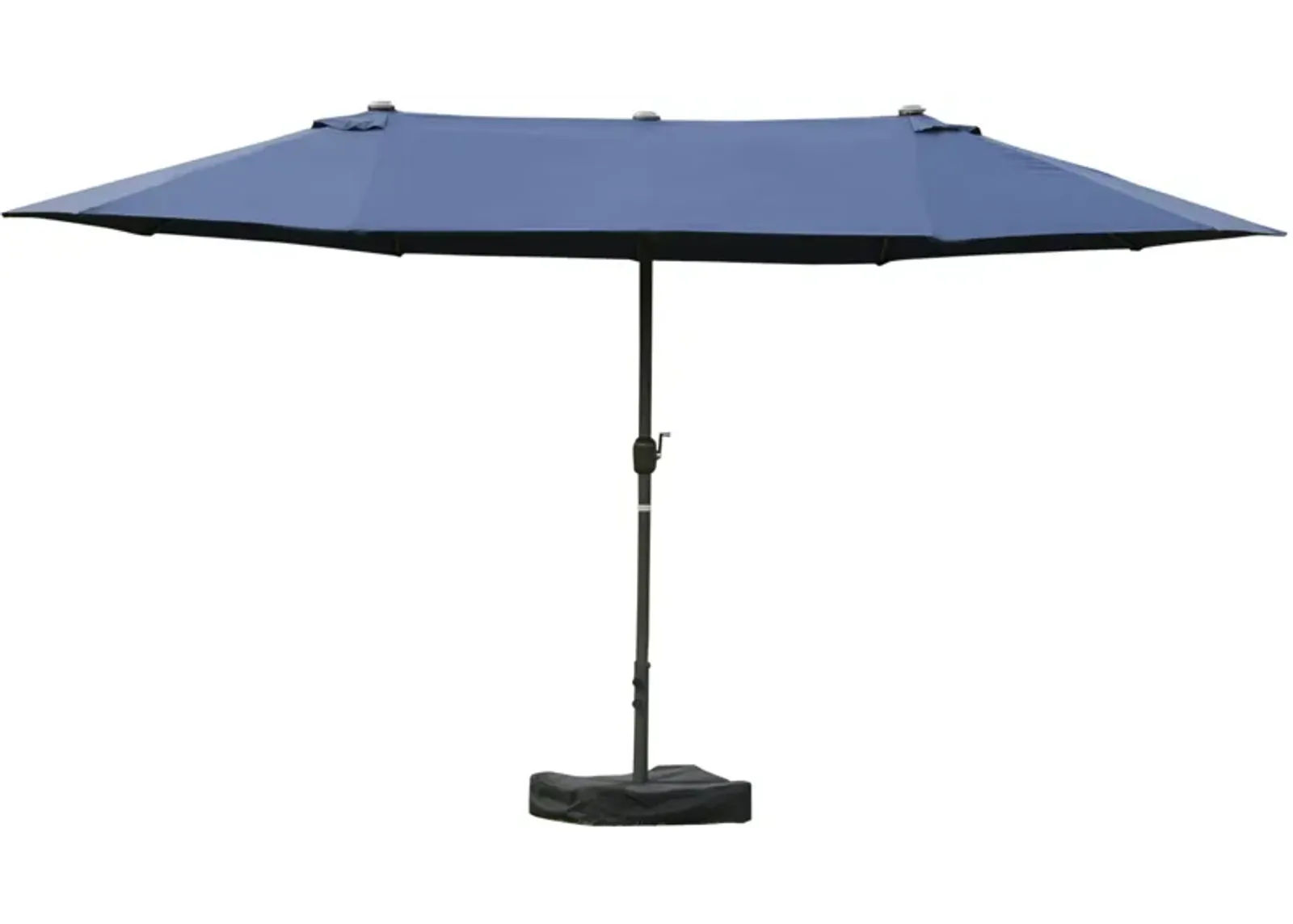 Dark Blue Sun Shield: 15' Rectangular Double-Sided Patio Umbrella