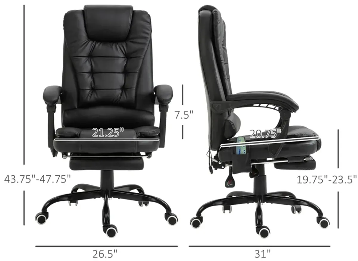 Black Executive Massager: 7-Point Vibrating High Back Office Chair