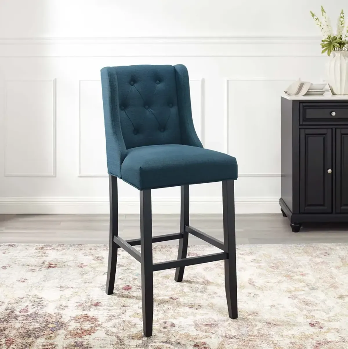 Baronet Tufted Button Upholstered Fabric Bar Stool