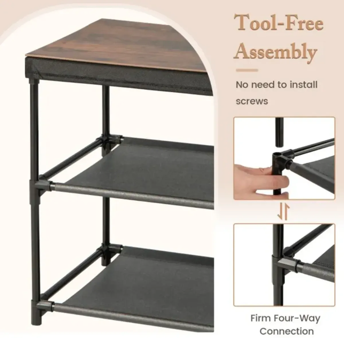 2-Drawer Nightstand with Removable Fabric Bins and Pull Handles Set of 2