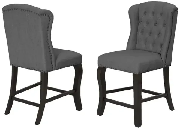 Counter Height Upholstered Side Chairs with Tufted Buttons and Nailhead Trim