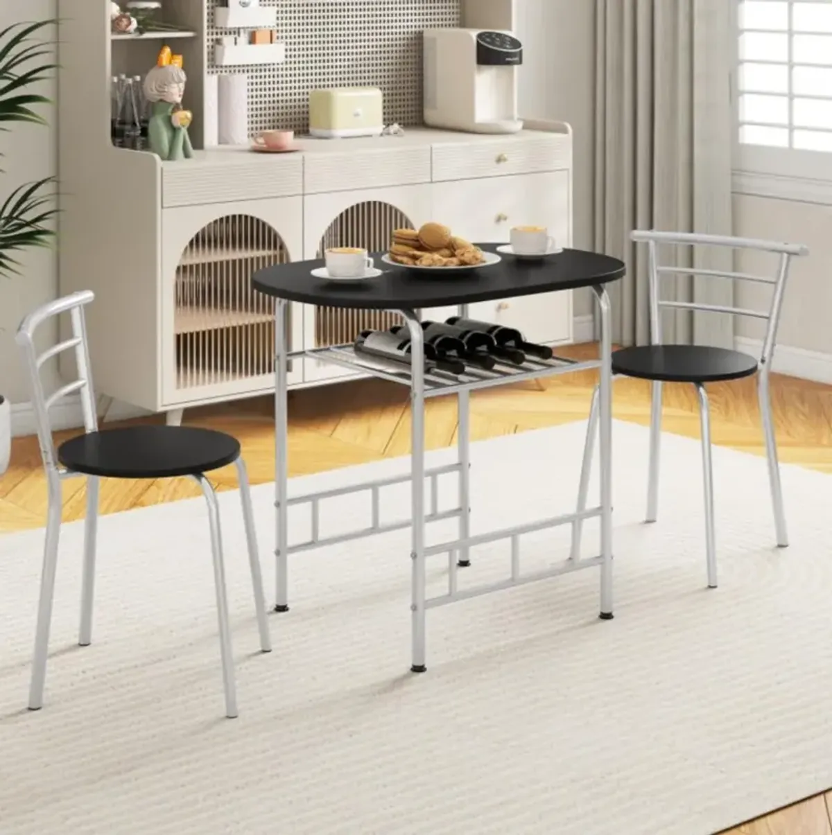 Hivvago 3-Piece Space-Saving Bistro Set for Kitchen and Apartment