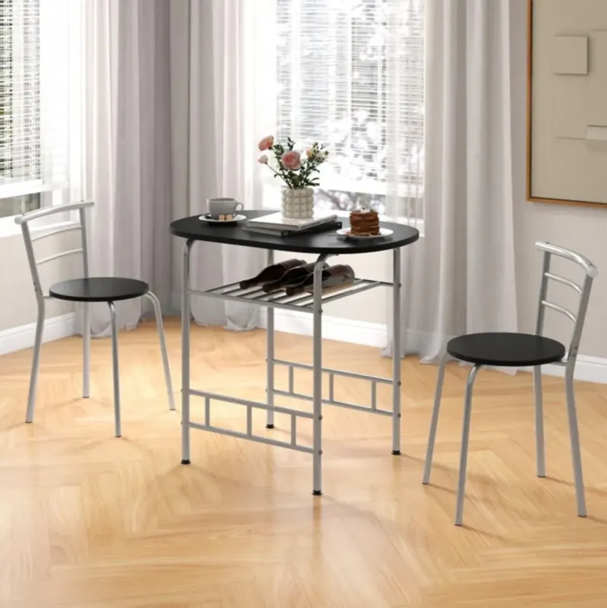 Hivvago 3-Piece Space-Saving Bistro Set for Kitchen and Apartment