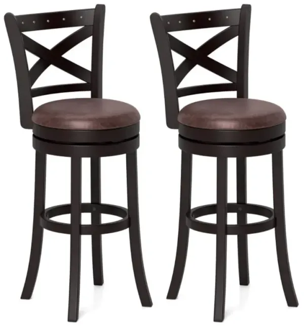 Hivvago Swivel Bar Stools Set of 2 Bar Chairs with Padded Seat