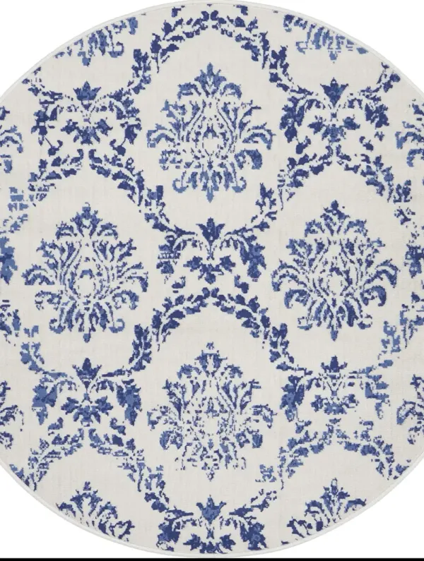 Whimsicle WHS01 Ivory/Navy 5' x Round Rug