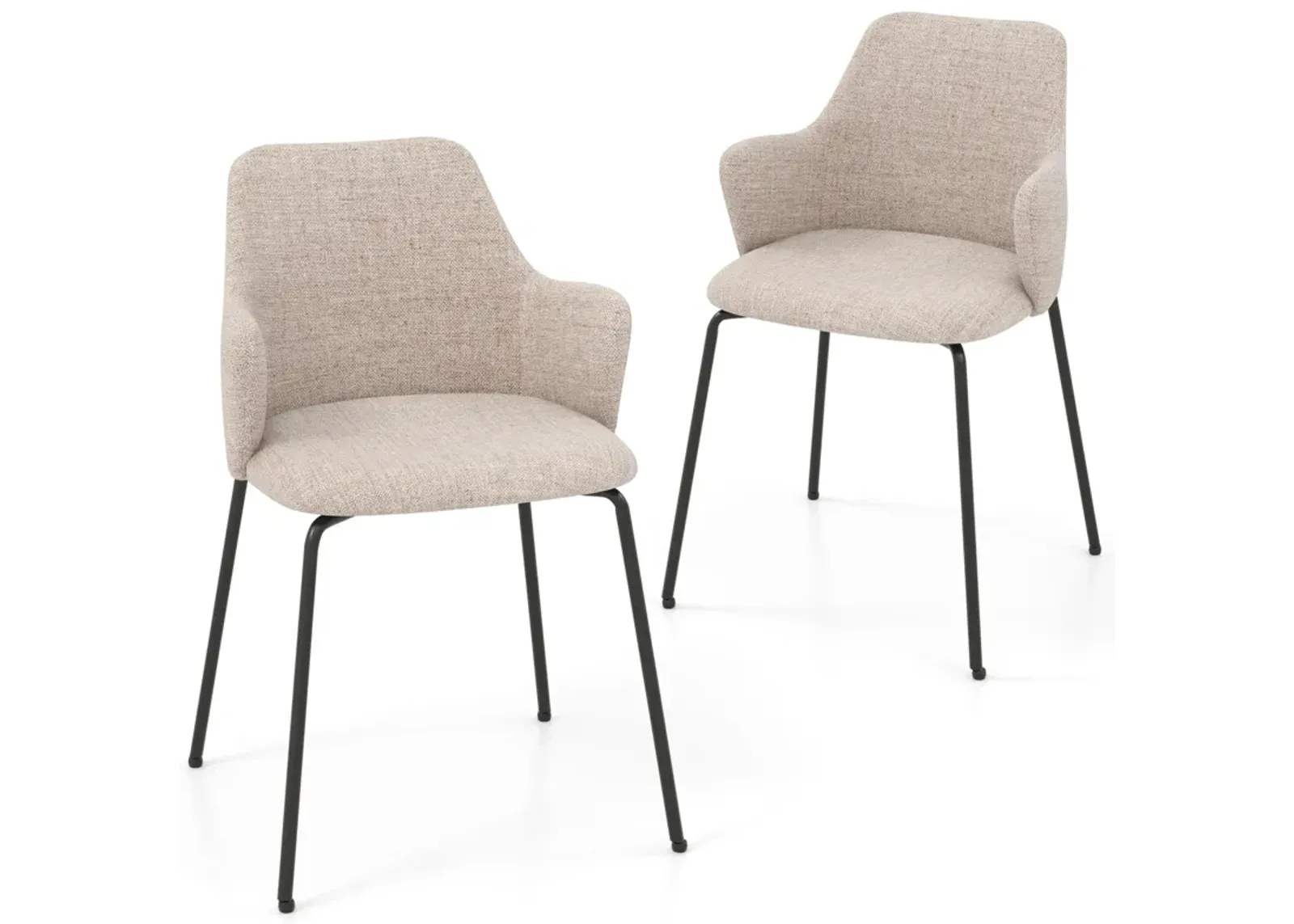 Dining Chairs Set of 2 with Curved Backrest, Wide Seat and Armrests