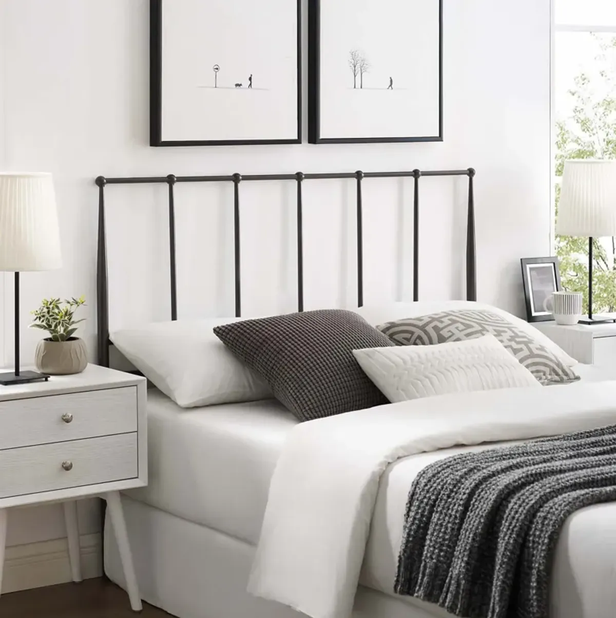 Modway - Kiana Queen Metal Stainless Steel Headboard Brown