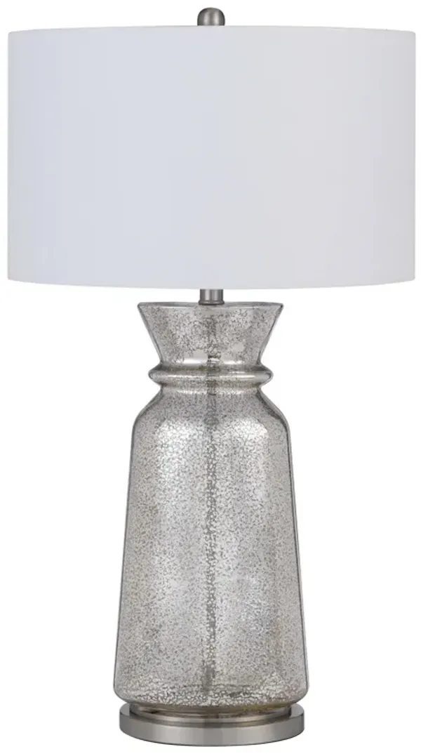 34 Inch Table Lamp Set of 2, White Shade, Glass Vase Shape and Metal Base - Benzara