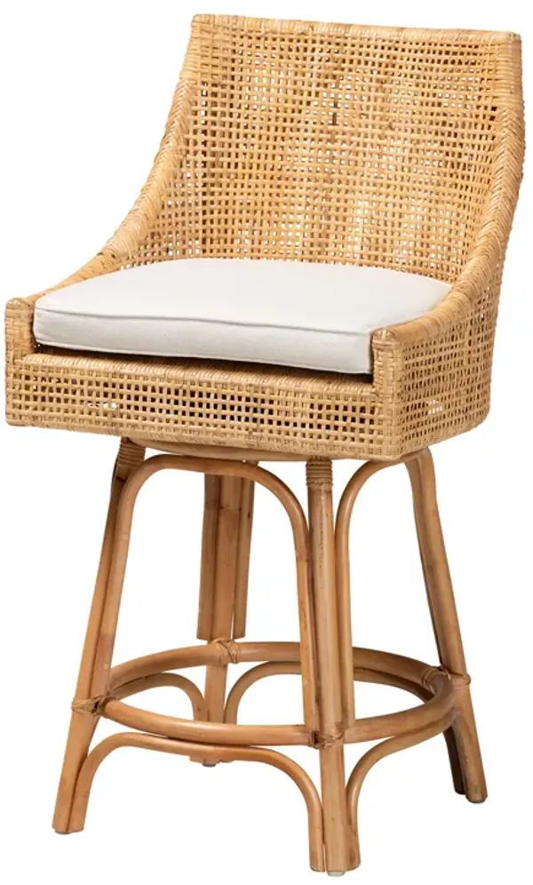 Baxton Studio Bella Modern Bohemian Natural Brown Rattan Counter Stool