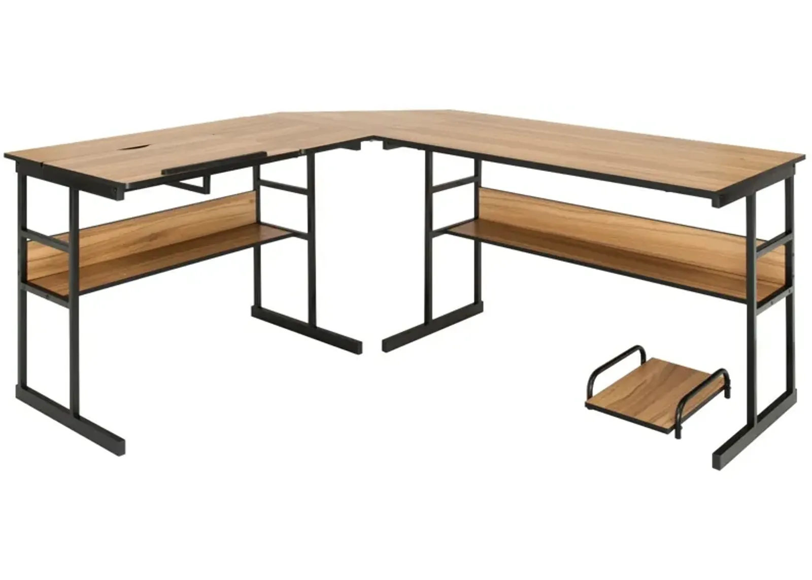 L-Shaped Computer Desk with Tiltable Tabletop