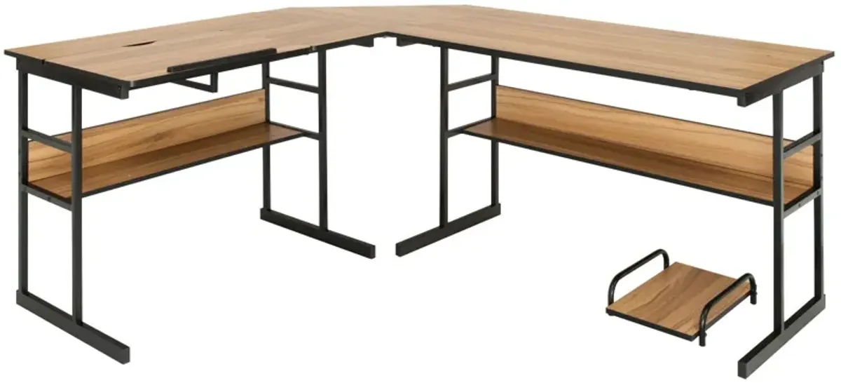 L-Shaped Computer Desk with Tiltable Tabletop