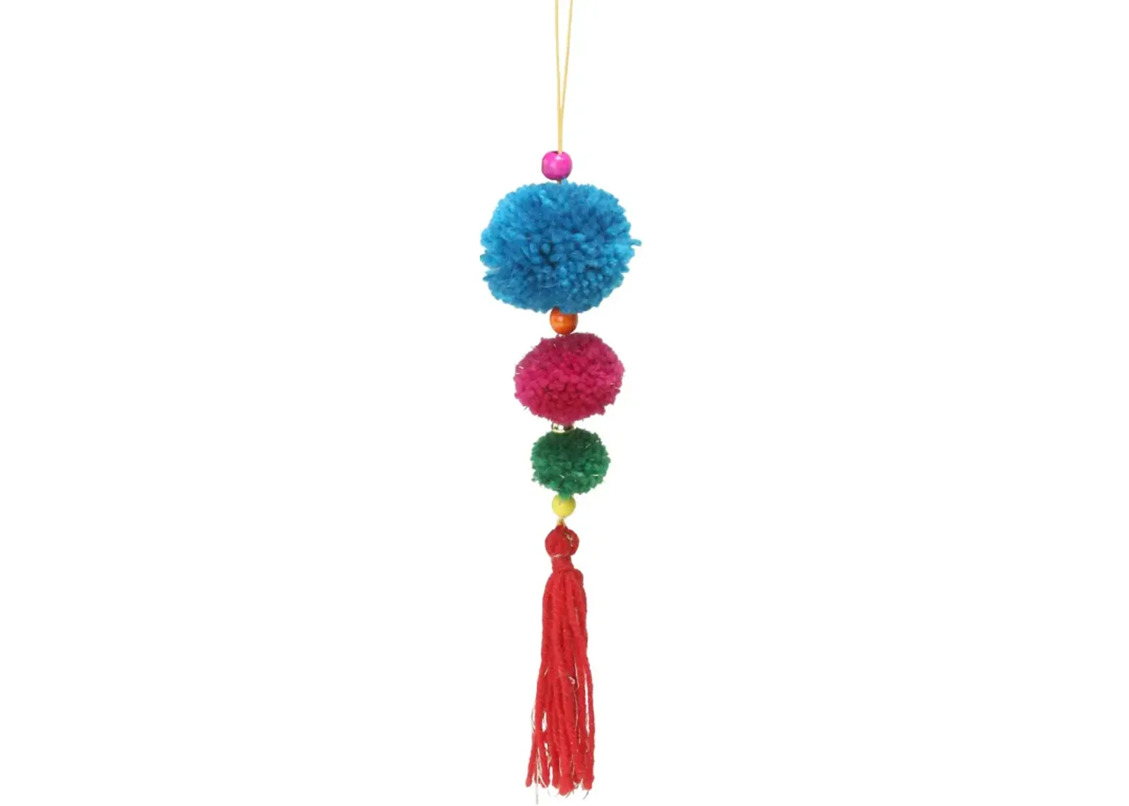 10.25" Sky Blue and Pink Pom-pom Hanging Christmas Ornament