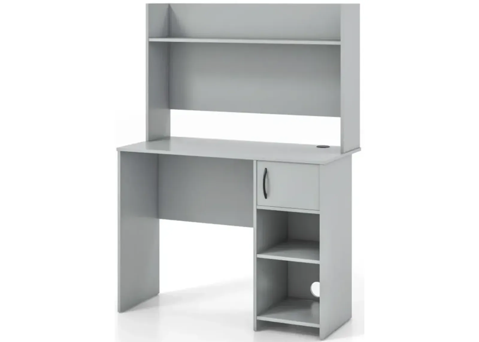 Hivvago Home Office Desk with Raised Display Shelf and 2 Open Shelves